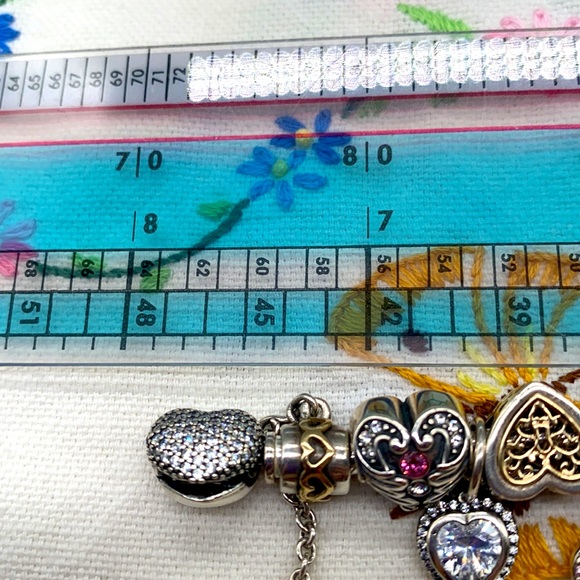 Pandora & Jewelry store brand sterling silver & 14k gold heart shaped bracelet - Picture 6 of 8